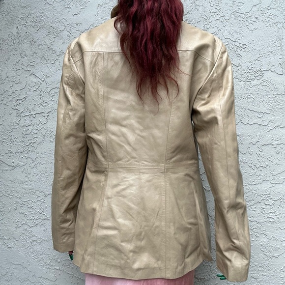 Y2k Neutral Leather Moto Jacket - Picture 5 of 10